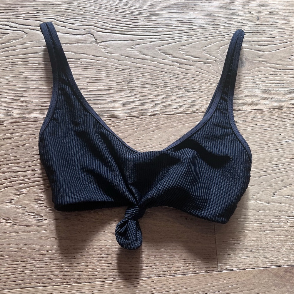 Frankie's Bikinis Black Ribbed Bikini Top